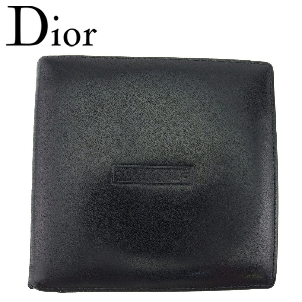 Dior Portefeuille Bifold Mini Logo Homme Cuir de Veau Noir T23629