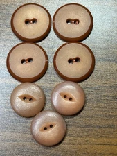 Buttons 7 Orange 2-hole round plastic vintage flat 3/4 in & 1 in sew craft