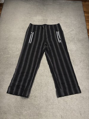 Beate Heymann Wide Cuff Pinstripe Wide leg Cropped Trousers Women s 12