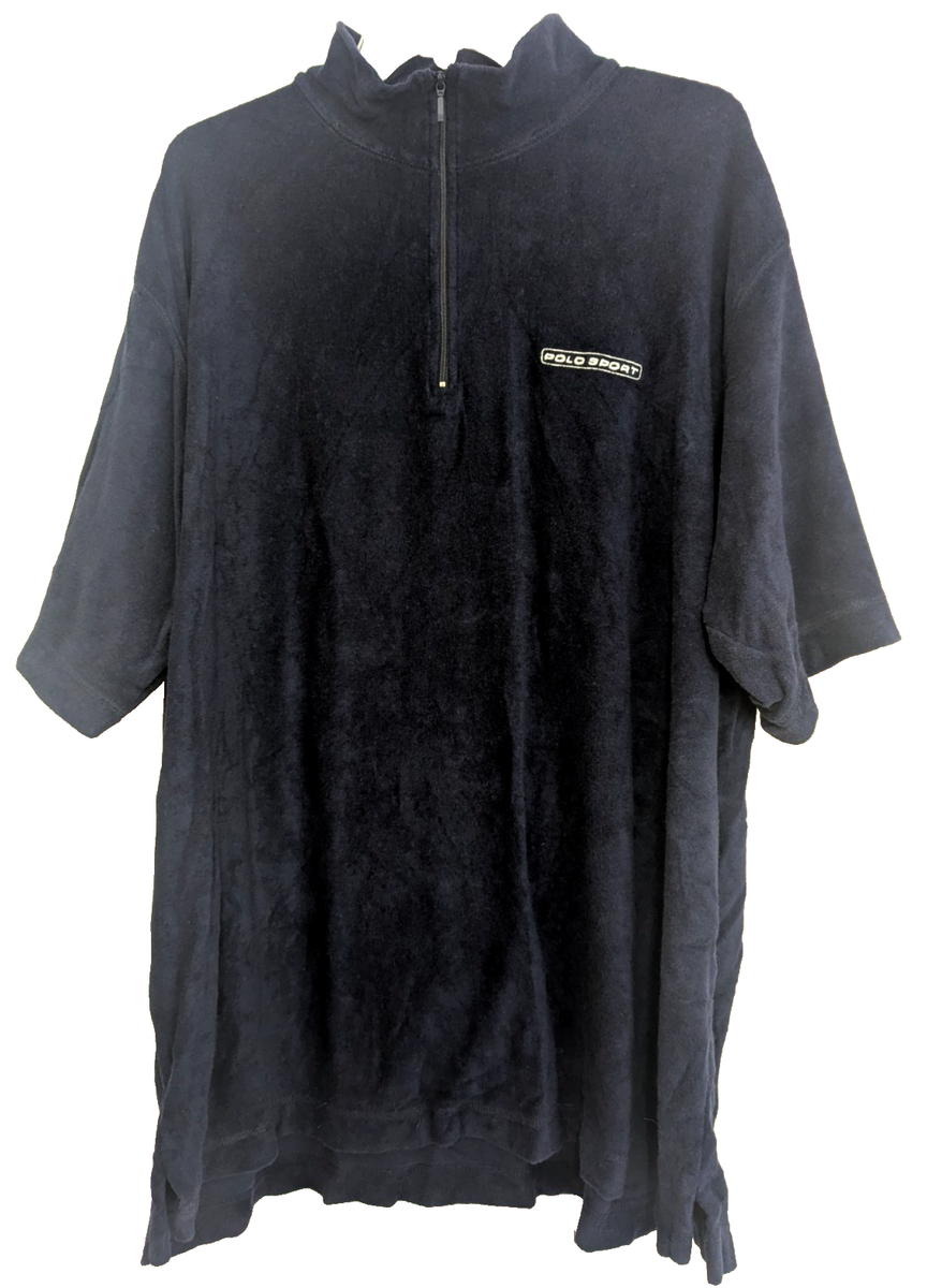 VTG 90s Polo Sport Ralph Lauren 1/4 Zip Shirt Men's XXL Navy Blue