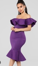 Fashion Nova Purple Ruffle Dress Size Small Stretch NWT