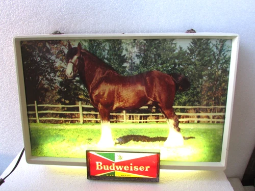 Scarce Vintage 1950’s Budweiser Clydesdale Horse King of Beers Lighted Sign