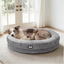 Donut Dog Bed, 36 Inches round Dog Bed Large Size Dogs Washable, Orthopedic Calm