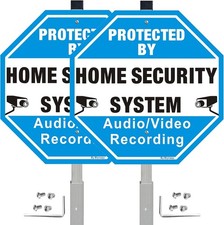 2Pack Protected By Home Security System Signs with 36" Alloy Stakes, 12" x 12...