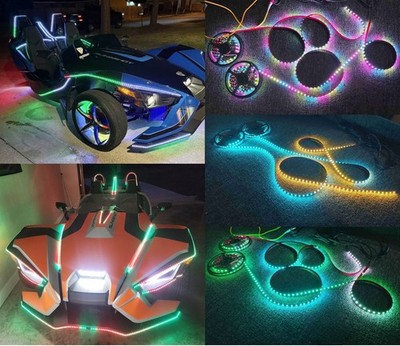 12PCS 5FT IP65 Black PCB Smoked Remote Underbody CHASING Flowing Colorful Tinted