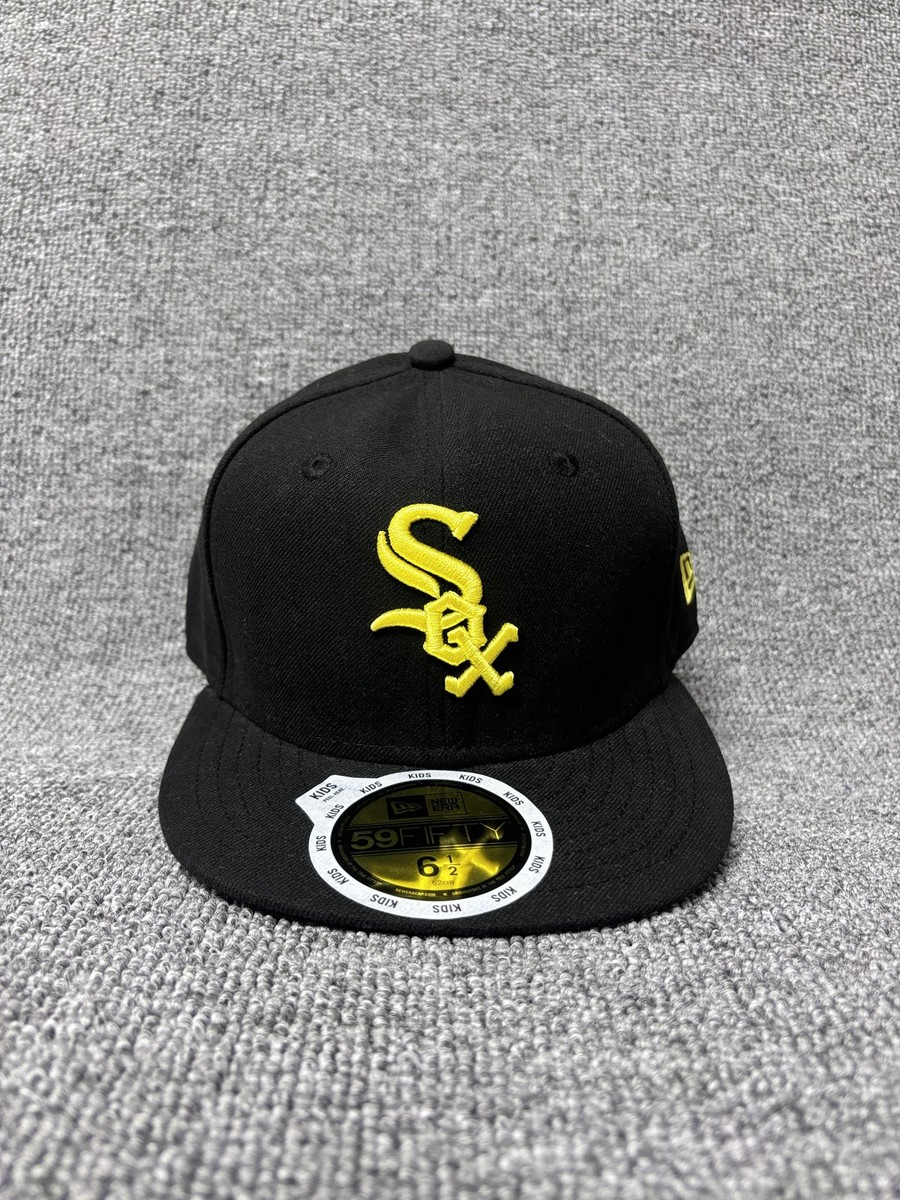 New Era 59FIFTY Chicago White Sox Kids Fitted Hat Size 6 1/2 Black Yellow MLB