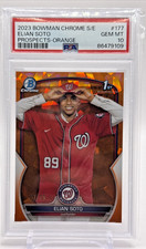 2023 Bowman 1st Chrome Sapphire #BCP-177 Elian Soto Orange #/75 Nationals PSA 10