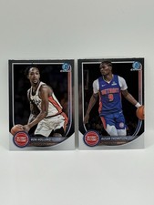 BOTH CARDS - 2025-26 Bowman Ausar Thompson  Ron Holland Chrome Pistons (No Cade)