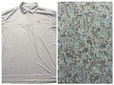 Peter Millar Summer Comfort Polo Shirt Men s XL Drinks All Over Print Golf