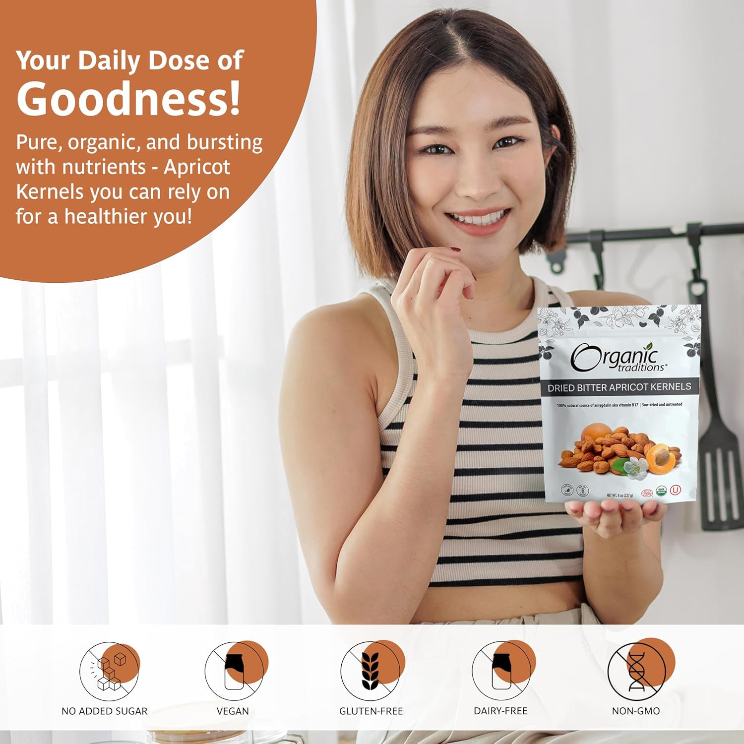 Organic Apricot Seeds Organic Bitter Apricot Kernels, Non-Gmo Vegan Apricot Seed