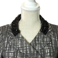 J.Crew Collection Tweed Contessa jeweled black and white Blazer size 6