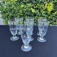 Clear Glass Water Goblets Set of 7 Footed Iced Tea Beer Barware Stemware Party