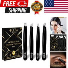 4 Pcs Tweezers for Facial Hair Women  Men for Precise Grooming of Eyebrows - Pr