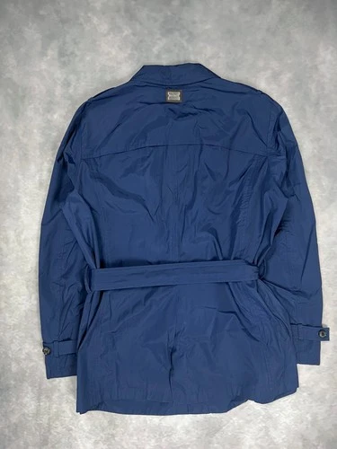 Baldinini Italy Luxury Navy Double Breasted Trench Coat Jacket Men's Size IT 54  image 4