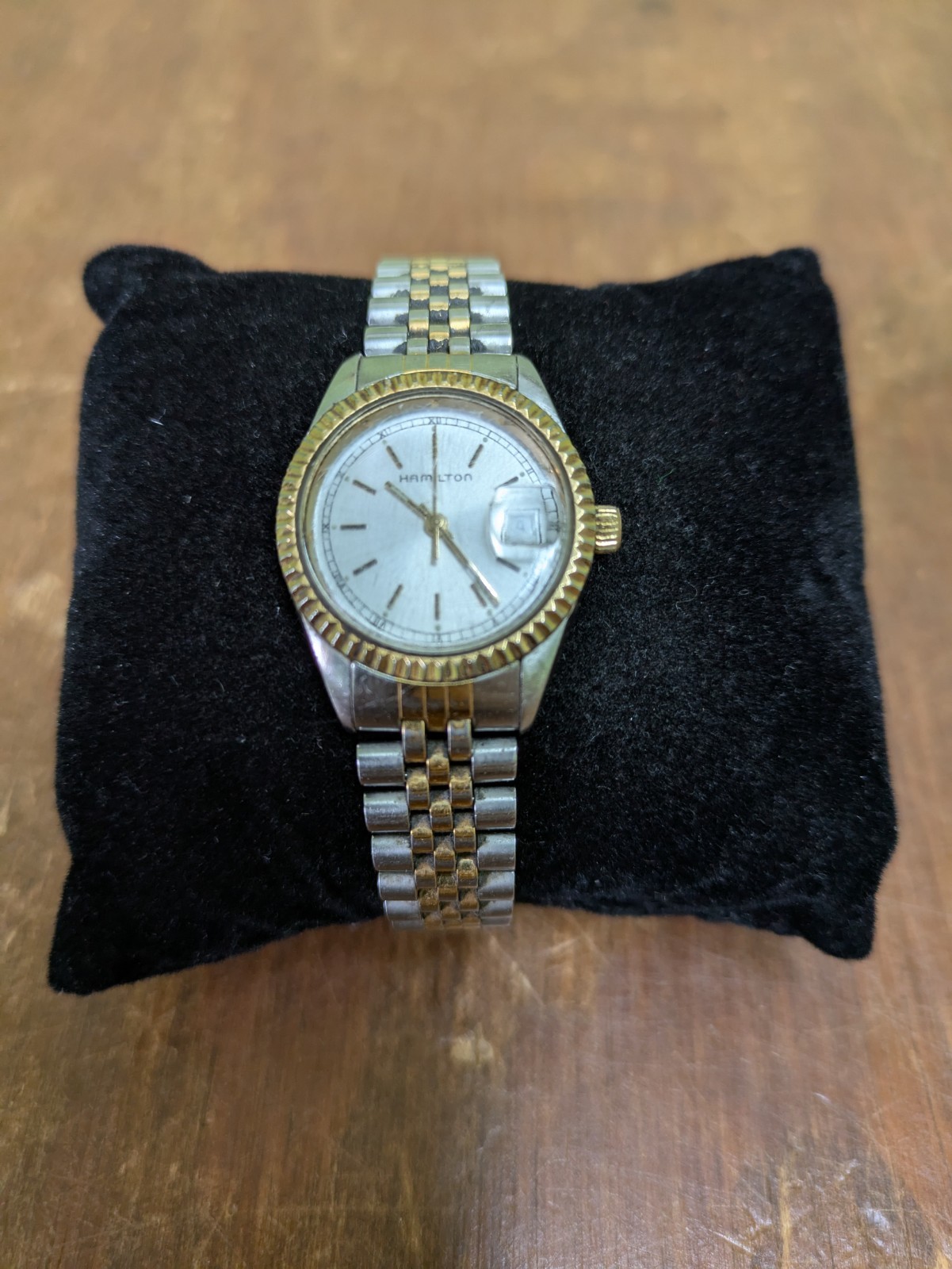 Hamilton 8450 Ladies Gold Silver Vintage Bracelet Watch