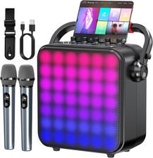 Karaoke Machine for Adults  Kids with Full-Screen LED Lights, Portable BT Speak