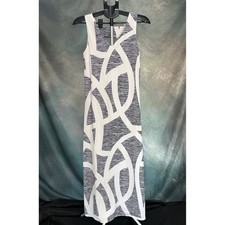 Armani Exchange Women's Maxi Dress White Blue Abstract Sleeveless Size 0