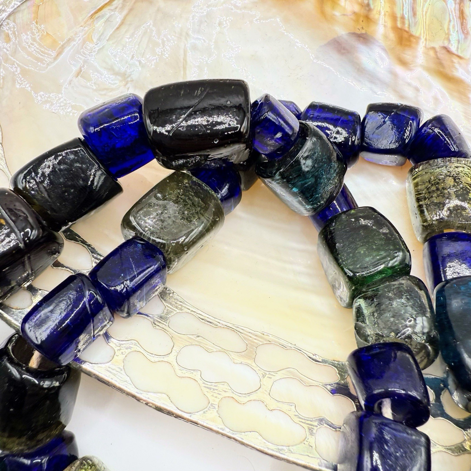 Stunning Hefty Glass Rectangular Bead Strand 26” … - image 4