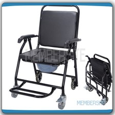 Folding Steel Commode Chair Portable Toilet For Elderly /Disabled With Footrests