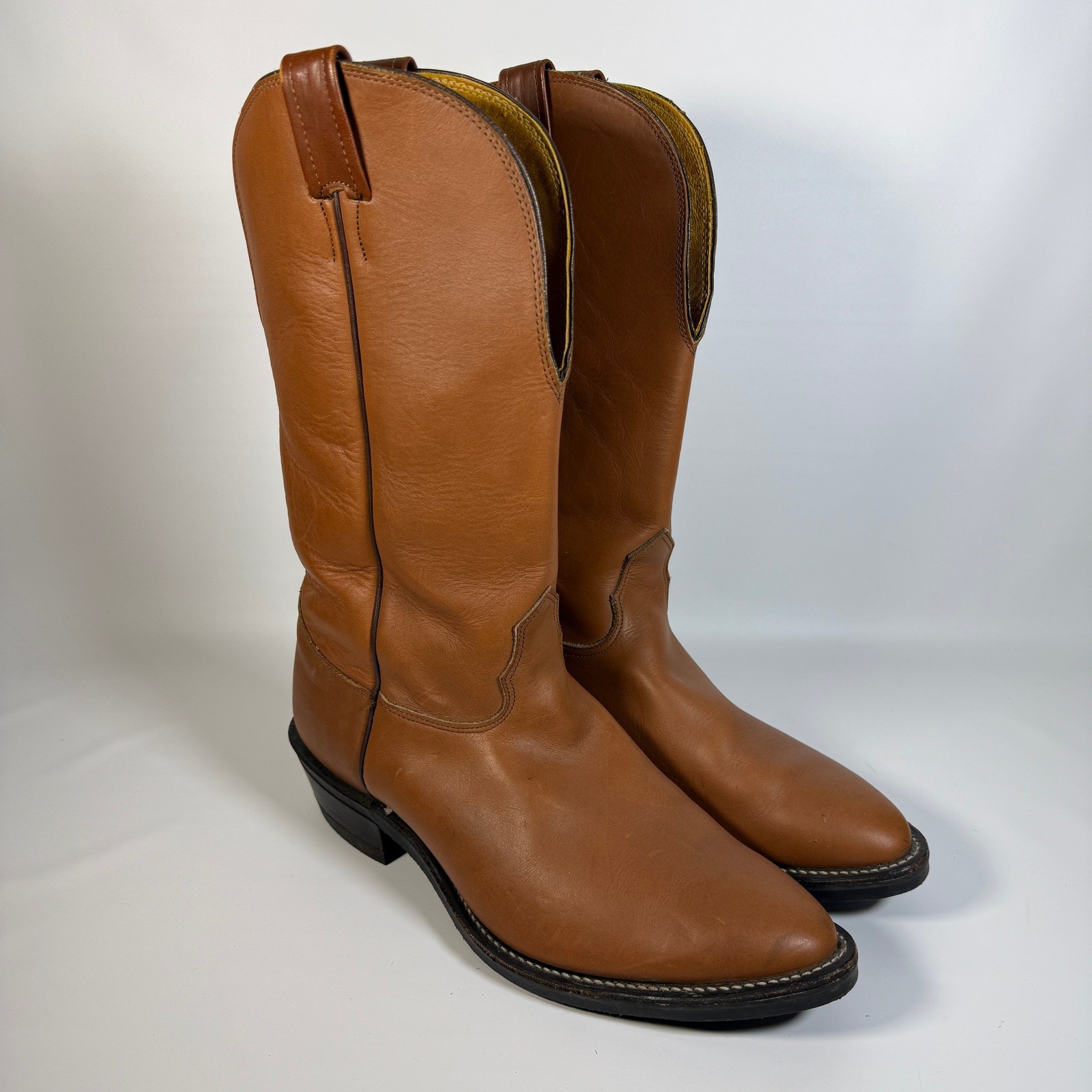 Nocona Mens Brown Leather Western Cowboy Boots Round Toe Pull On Size 11 E