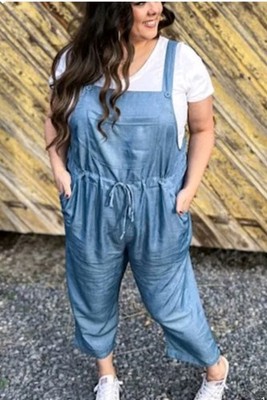 Lularoe Juliet Chambray Jumpsuit Size S  Light Denim Blue Summer Overalls NWT