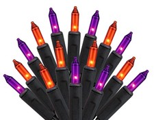 Orange and Purple Halloween Lights - Dark Purple  Orange String Lights - 100...