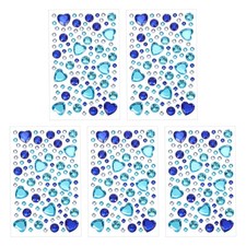 5 Pcs Self-Adhesive Rhinestone Stickers Face Gems Heart Stickers Blue