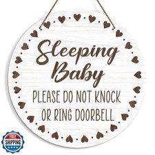 Baby Sleeping Sign for Front Door, Do Not Knock or Ring Doorbell Door Decorat