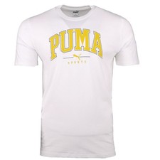 PUMA Squad Graphic Crew Neck Short Sleeve T-Shirt Mens White Casual Tops 6843860