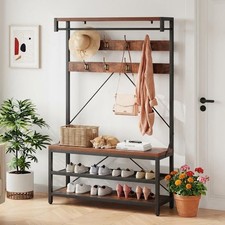Garderobenst&auml;nder 4-in-1 mit Schuhbank, 8 Haken, 3 Regale f&uuml;r Flur & Diele