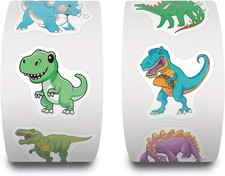 25 Dinosaur Stickers, 10 designs, 5 sheets of 5 stickers. free shipping