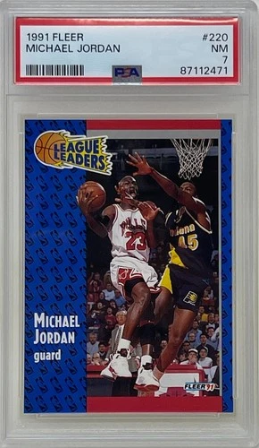 Michael Jordan 1991 Fleer Chicago Bulls NBA Basketball Trading Card #220 PSA 7