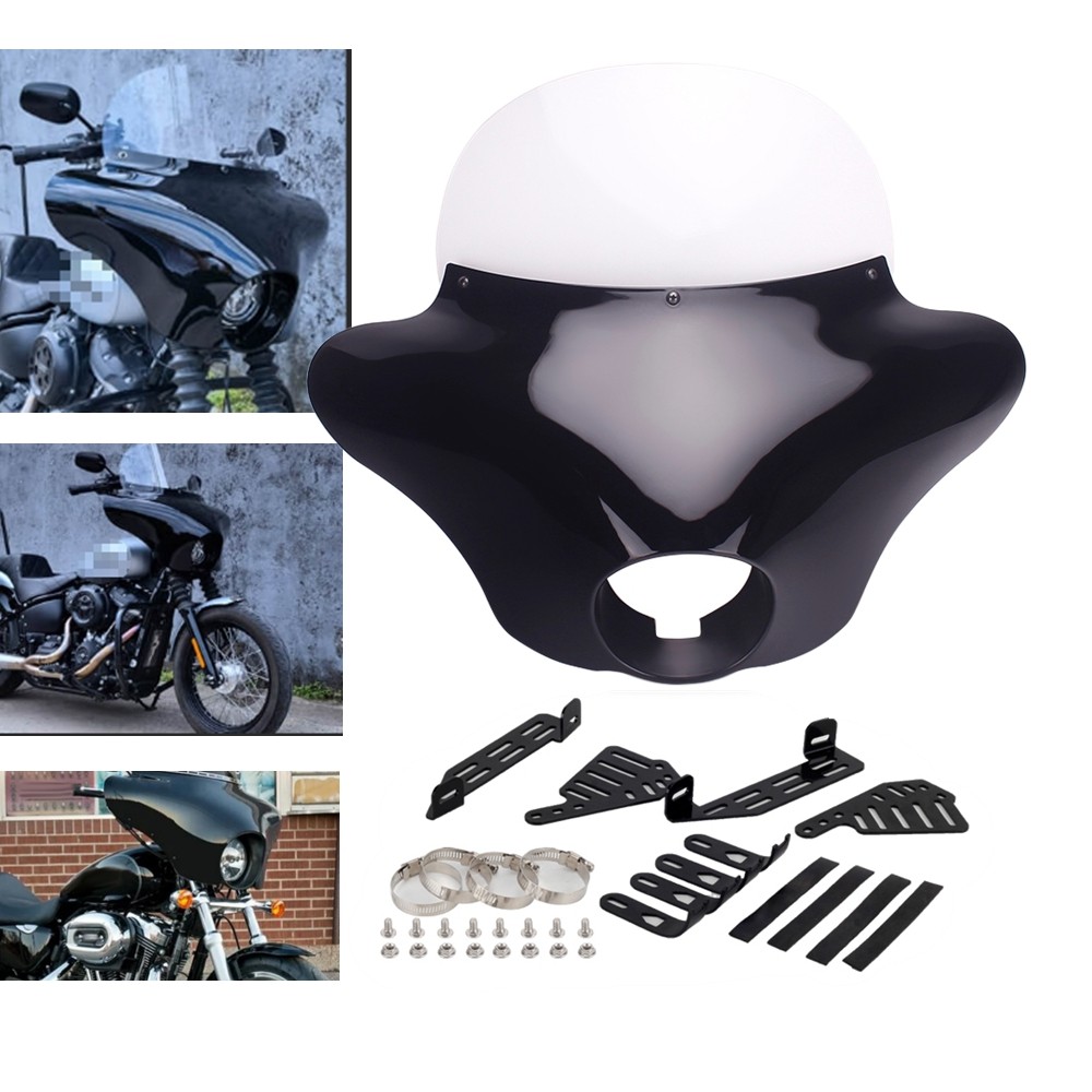 ABS Batwing Faring Windshield & Brackets For Harley Sportster XL1200C Fortyeight