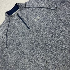 Under Armour Pullover Mens Medium Blue Heather Quarter Zip HeatGear
