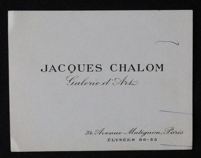 Visitenkarte JACQUES CHALOM Kunstgalerie Avenue Matignon Visit Card 4
