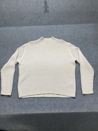 Eddie Bauer Sweater Men’s Size Large Ivory Long Sleeve Pullover 100% Cotton  - Picture 1 of 10