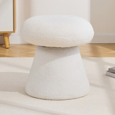 Teddy Fabric Soft-padded Footstool, Mushroom shaped Ottoman, Shoe-changing Stool