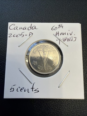 #ad CANADA 2005 5 CENTS UNC 60th Anniversary of WW2 ca1 $2.99