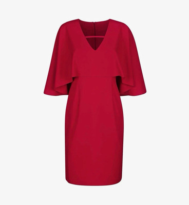 Alba Moda Damen Bleistiftkleid rot knielang V-Ausschnitt Cape-Ärmel Gr 42