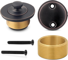 All-Brass Lift and Turn Bathtub Drain Kit Includes Universal Fine/Coarse Threa