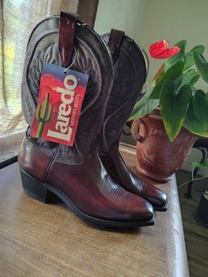 Laredo 4247 Mens Black Cherry Leather Western Cowboy Boots Size 11D USA Made NEW