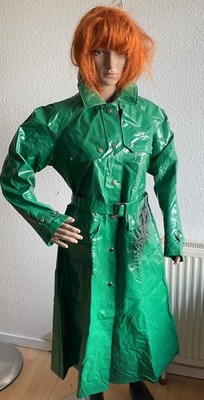 Grundens Green PVC Regenmantel XXL Gummimantel Regenjacke Latex Catsuit Raincoat