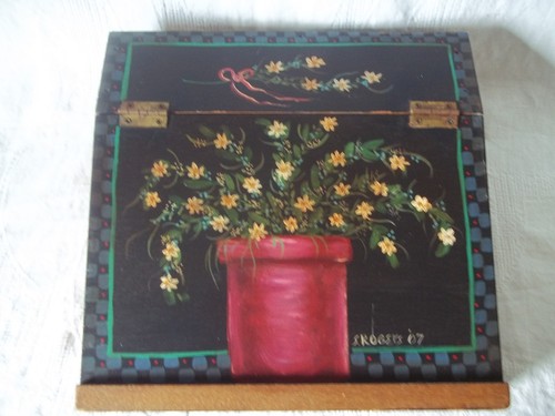 Escritorio de regazo de madera pintado a mano vintage caja pendiente 12 x 12,5 x 4 pulgadas - Imagen 2 de 10