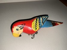 Vintage Folk Art Carved Wood Parrot With Clip Hand Painted Parrot Pal