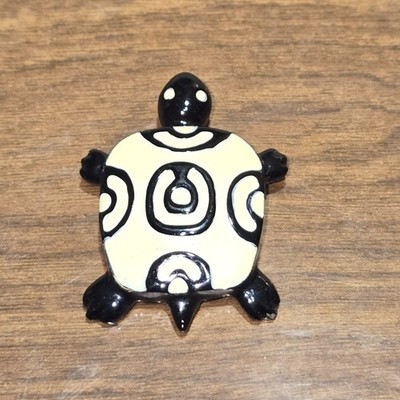 Vintage Signed EISENBERG Enamel Turtle Pendant Necklace Convertible Brooch Pin