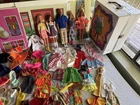 Vtg Huge Mod TLC Lot Barbie & Friends 6 Dolls Clothes 1968 Mattel Case 1970’s