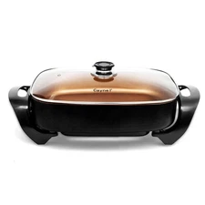 Professional Non-stick Copper Electric Skillet Jumbo, Deep Dish with Tempered...