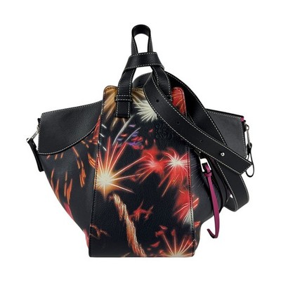 Auth LOEWE Firework Print Hammock Shoulder Bag Handbag Black/Multicolor - z6447