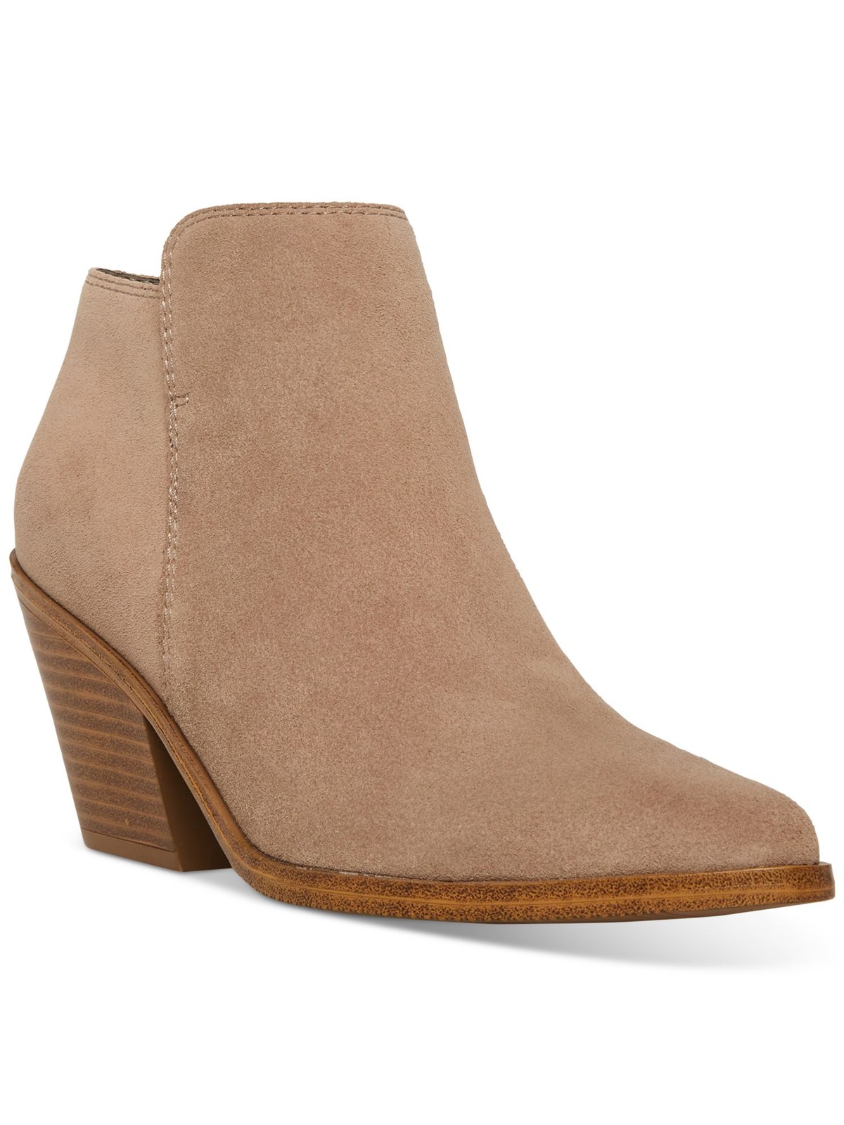 AQUA COLLEGE Womens Beige Nellie Pointed Toe Stacked Heel Leather Booties 7 M 8590₽