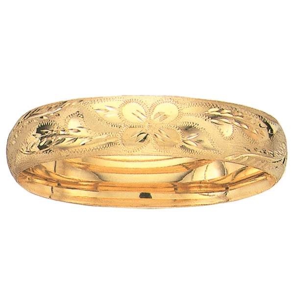 14k Yellow Gold Florentine Etched Hinged Bangle/Bracelet 7" 13.5mm 9/16" 18grams